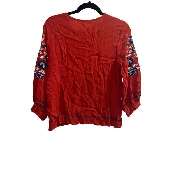 ✨Garnet Hill Embroidered-Yoke Bishop-Sleeve Sz Small Blouse✨ - Picture 9 of 13